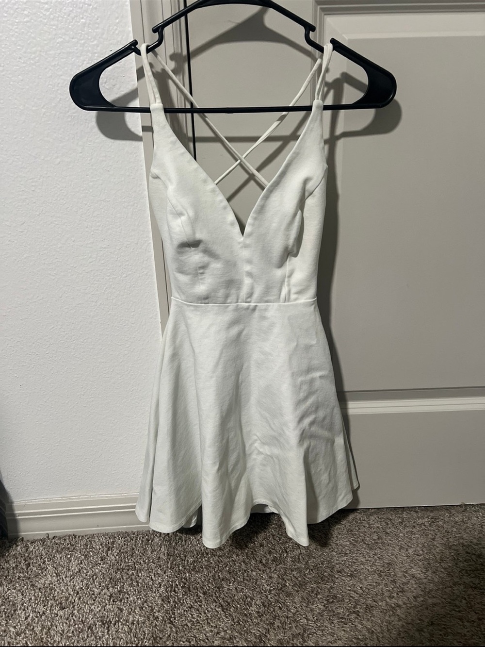 Lulus Women's White V-Neck Strappy Skater Dress